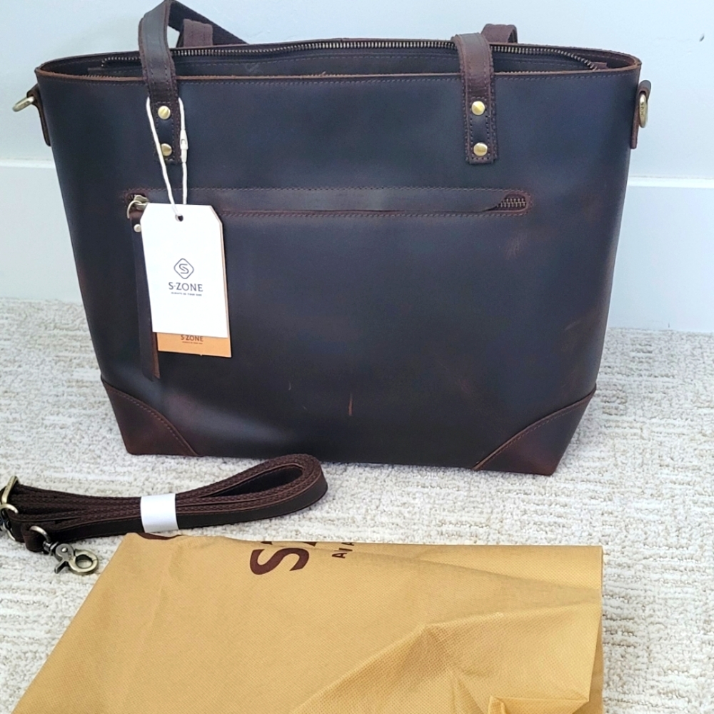 NWT, S-ZONE Leather tote w/ crossbody. Never used.